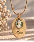 Preview: Halskette Personalisiert Gold – 14K Vergoldete Edelstahlkette, Vintage-Schmuck, Cameo Anhänger, Personalisierte Geschenke für Freundinnen